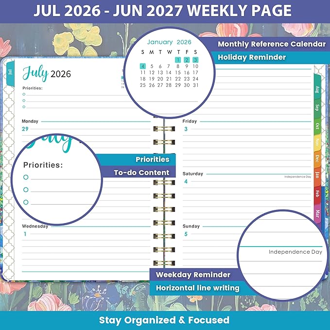 Planner 2026-2027 - 2026-2027 Planner Weekly and Monthly from July 2026 to June 2027, 6.4'' x 8.5'', with Thick Paper, Inner Pocket