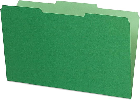 Pendaflex 435013BGR Interior File Folders, 1/3 Cut Top Tab, Legal, Green (Box of 100)