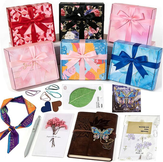Blind Date with a Book for Book Lovers Gifts Box-10 Types of Books with Leather Retro Notebook,Luxury Bookmark,Scarf,Tags,Pens etc...Random Chosen Book with Goodies Perfect for Mother’s Day,Women
