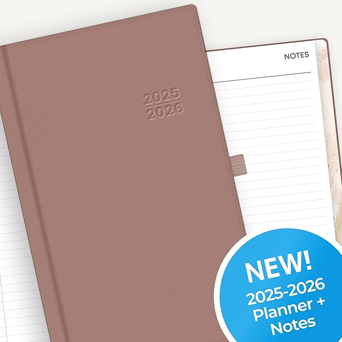 Blue Sky 2025-2026 Weekly and Monthly Academic Year Planner Calendar, July 2025 - June 2026, 5" x 8", Faux Leather Hard Cover, Bookbound, Laminated Tabs, Storage Pocket, Soft Brown