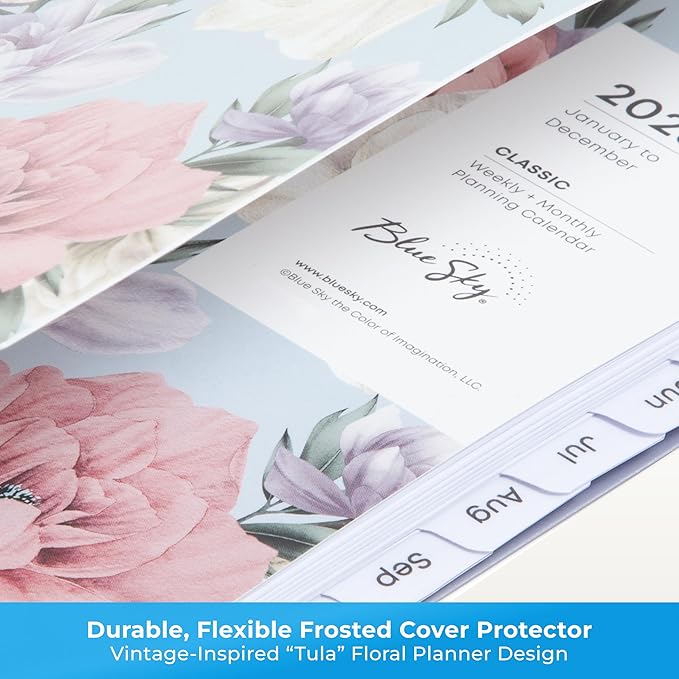 Blue Sky 2026 Weekly and Monthly Planner Calendar, January 2026 - December 2026, 5" x 8", Flexible Cover, Laminated Tabs, Durable Twin Wire Binding, Tula