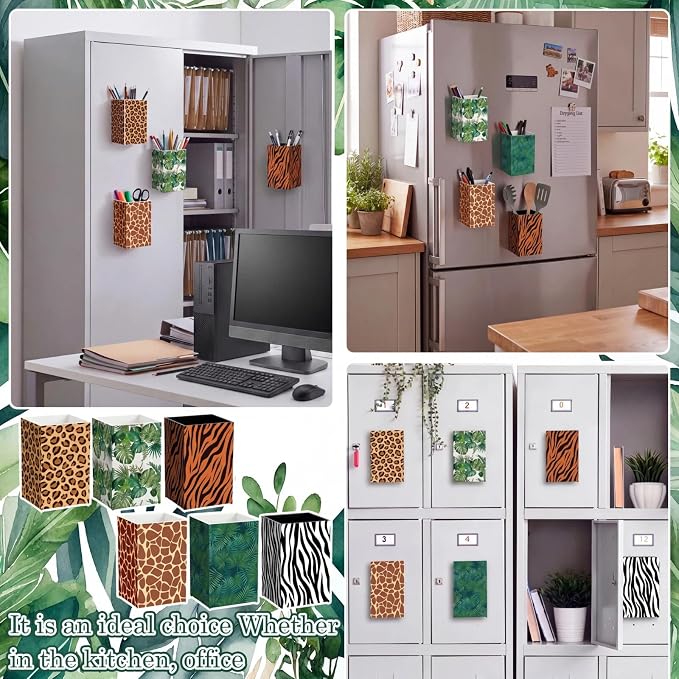 6 Pcs Safari Animal Classroom Decor Classroom Magnetic Storage Boxes Magnetic Storage Containers Plastics Pen Holder for Refrigerator Whiteboard Home Office School Organizer Supply