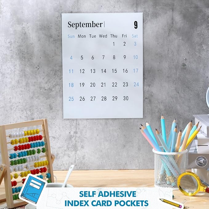 Outus 60 Pcs Self Adhesive Shop Ticket Holders Clear Plastic Sleeves Adhesive Pockets Work Order Job Ticket Holders for Back to School Student Label Home Office Posting Signs (9 x 12 Inch)