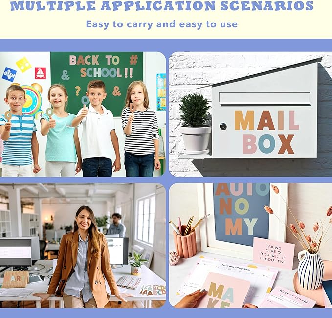 30 Sheets Letter Stickers 300 Pcs Large Bulletin Board Letters Set for Boho Classroom Decor,Vinyl Self Adhesive Alphabet ABC Stickers for Poster Board Mailbox Craft Home Door Wall Decor(2.5 Inch,Boho)