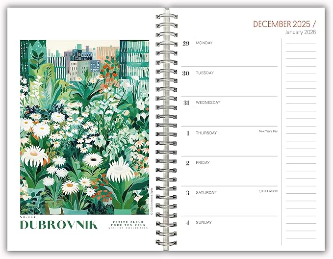 The Art of Blooms 2026 Weekly & Monthly Planner, 12-Month Calendar with Botanical Artwork & Travel-Inspired Illustrations, 2026, 6" × 9"