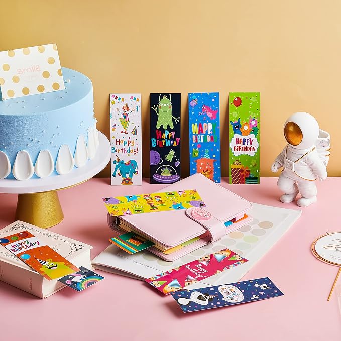 Tenare 150 Pieces Happy Birthday Bookmarks Laminated Imaginative Colors and Patterns for Students Classroom Stationery Supplies