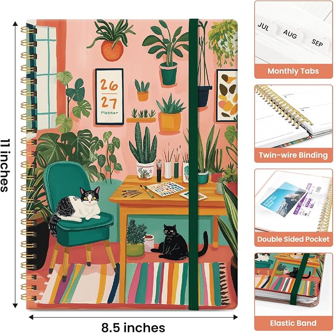 Planner 2026–2027, Weekly & Monthly Academic Organizer for School Year, Jul 2026–Jun 2027, Hardcover Planner with Tabs, Back to School Essential, 8.5" x 11", Creative Corner