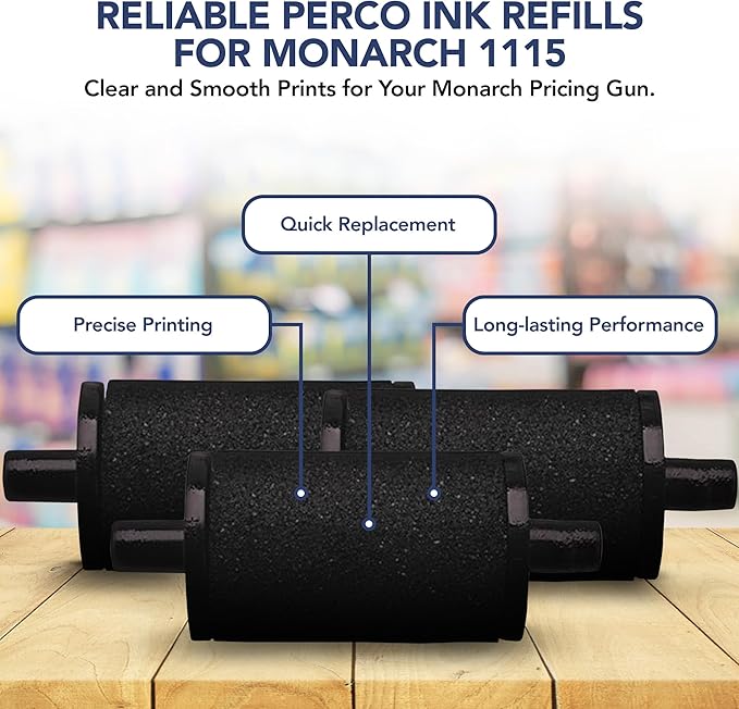 Perco Ink Roll for Monarch 1115 Price and Date Guns - Pack of 4 Replacement Inkers for Monarch 1115 Labelers - Easy to Load, Premium, Clear & Bold Prints - Made in USA