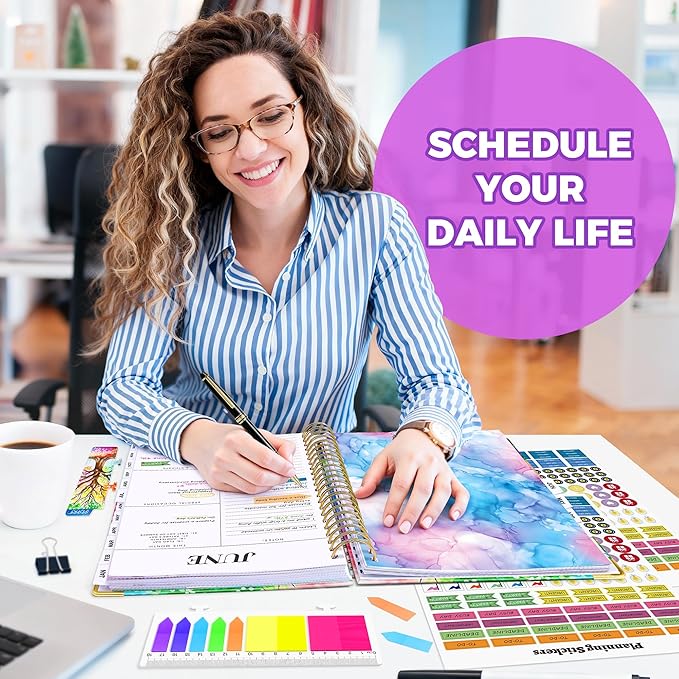 Planner 2026-2027, 18 Month Weekly and Monthly Planner, Jan. 2026 - Jun. 2027, 9" x 11.6" A4 Large Hardcover Calendar Planner with Page Tabs, Separator Page, Inner Pocket, Bookmark, Stickers, Sticky Note Set