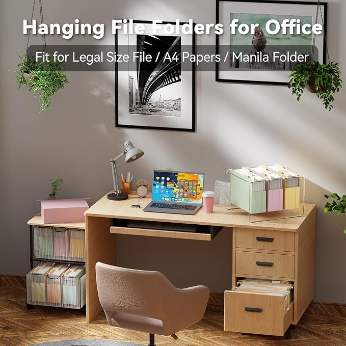 Ansook Hanging File Folders Letter Size,6 Pack Extra Capacity Filing Cabinet Folders,Heavy Duty 3" File Folders Hanging with Tabs,Hnging File Folder Organizer for File Frame File Storage Box