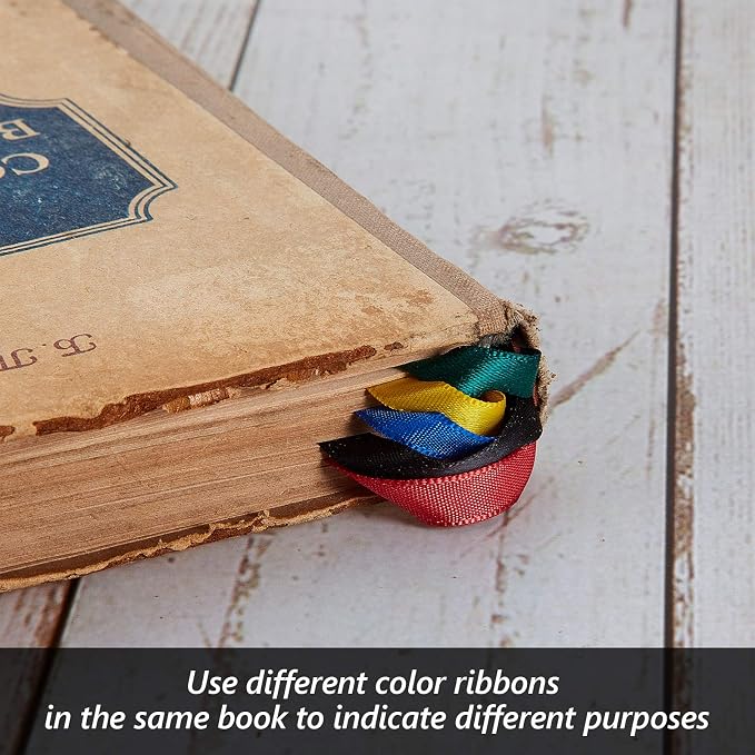 Outus 9 Pieces Bible Ribbon Bookmark Multi Ribbon Page Markers Artificial Leather Bookmark for Books(Colorful Ribbon)