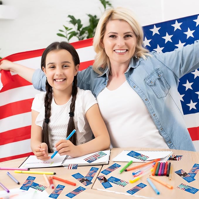 TICIAGA 250th Anniversary American Flag Bible Verses Bookmarks - 60PCS Independence Day USA Stars and Stripes Prayer Bookmark for Kid Psalm 33:12 Religious Christian Church Giveaways for Sunday School