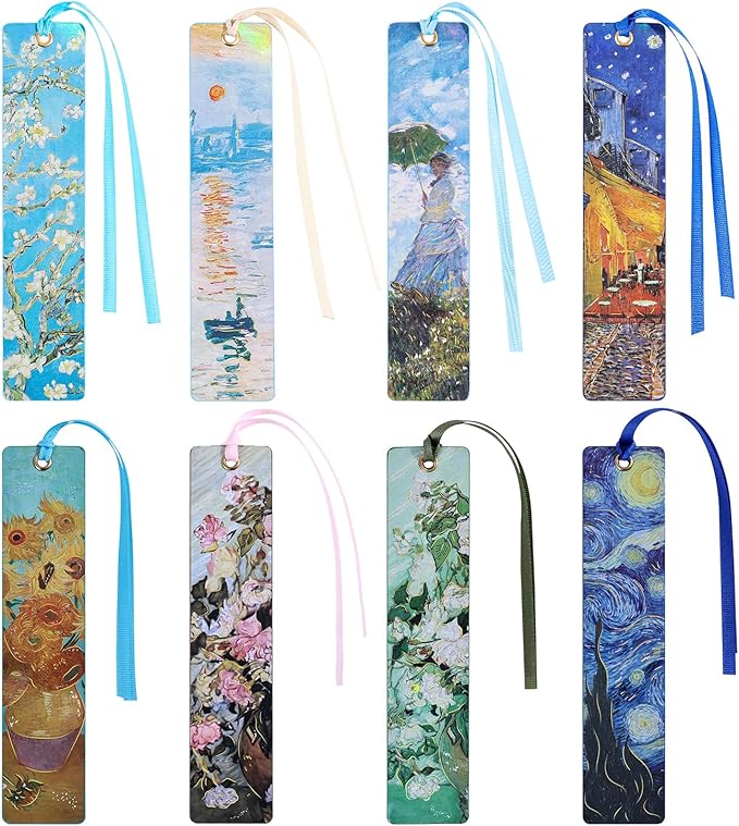 8 Pcs Oil Painting Bookmarks for Women, Bookmarks Set for Book Lover, Book Marks for Reading, Vintage Book Marks for Kids Students Classroom Gift for Teacher