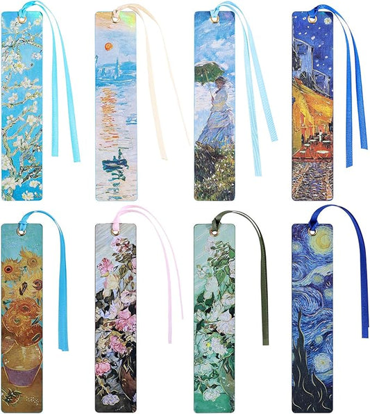 8 Pcs Oil Painting Bookmarks for Women, Bookmarks Set for Book Lover, Book Marks for Reading, Vintage Book Marks for Kids Students Classroom Gift for Teacher
