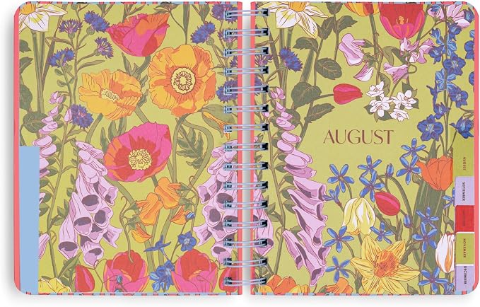 Vera Bradley 2025-2026 Medium Planner Daily Weekly & Monthly, 17 Month Hardcover Agenda Dated Aug 2025-Dec 2026, Cute Planner with Stickers, Pockets, & Spiral Binding, Tiny Poppy Stripe