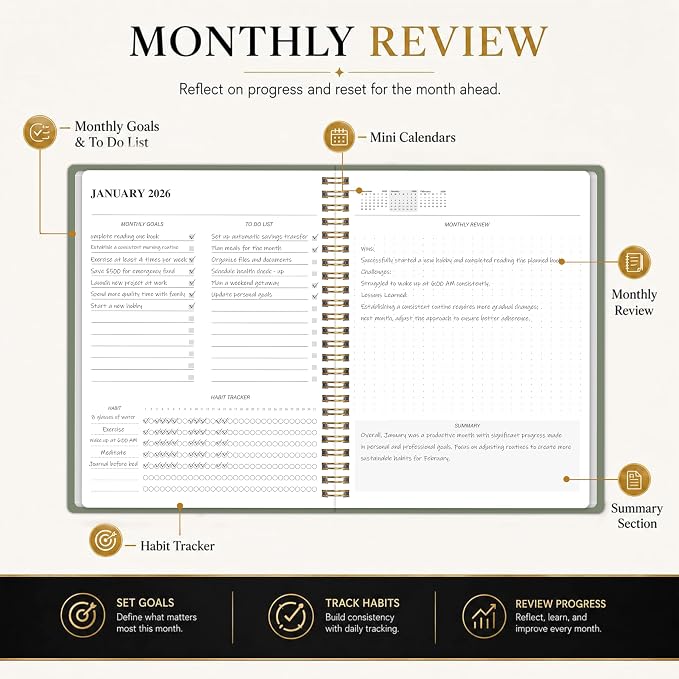 2026-2027 Monthly Planner, Calender Planner from Jan 2026 - Dec 2027, 24 Months for Planning with Habit Tracker, To-Do List, Goals,Summary ,7.5" x 10", Spiral Bindding for Personal Organizer and Office Supplies
