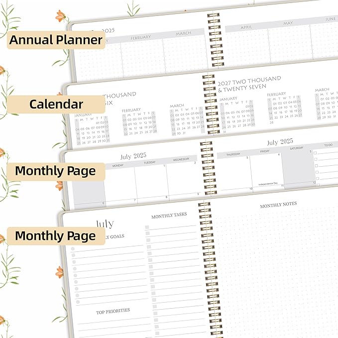 2026-2027 Monthly Planner, Jan 2026-June 2027, B5 (7" x 9"), 2 Year Monthly Planner, 24 month Calendar, Simple Calendar Planner Notebook Soft PVC Cover, Suitable for Schools & Offices, Beige