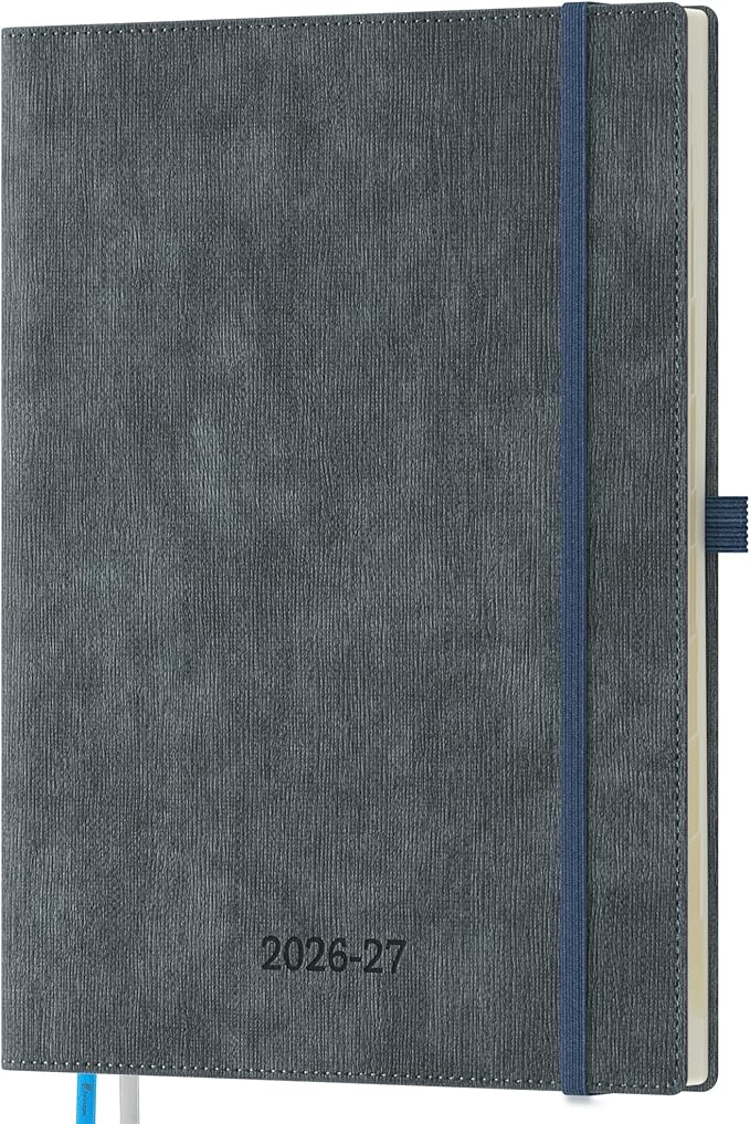 2026-2027 Weekly and Monthly Planner (July 2026–December 2027),8.5"x11.5",Vertical Layout,18 Months Agenda with Month Tabs & Pocket, Academic Calendar with Vegan Leather Cover,Charcoal Gray