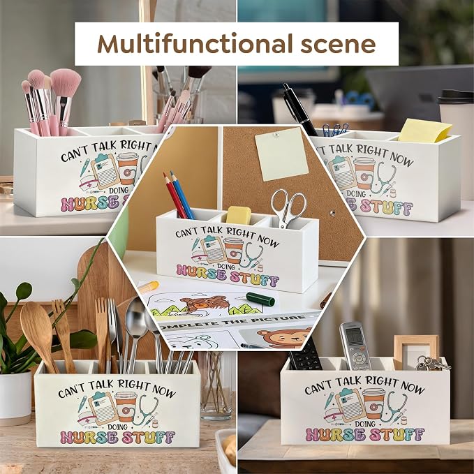 Funny Nurse Pen Pencil Holder, Nurses Appreciation Gifts Wood Desk Organizer and Accessories, Nurse Office Decor, Nursing Nurses Gifts for Women Pen Holder Desk Organizer for Office Tabletop