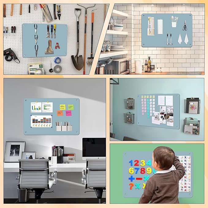 Magnetic Board 17.5" x 11.4" Magnet Bulletin Board is Suitable for displaying Notes, Photos,Magnetic Letters,Suitable for Walls, refrigerators, cabinets,etc (Blue)