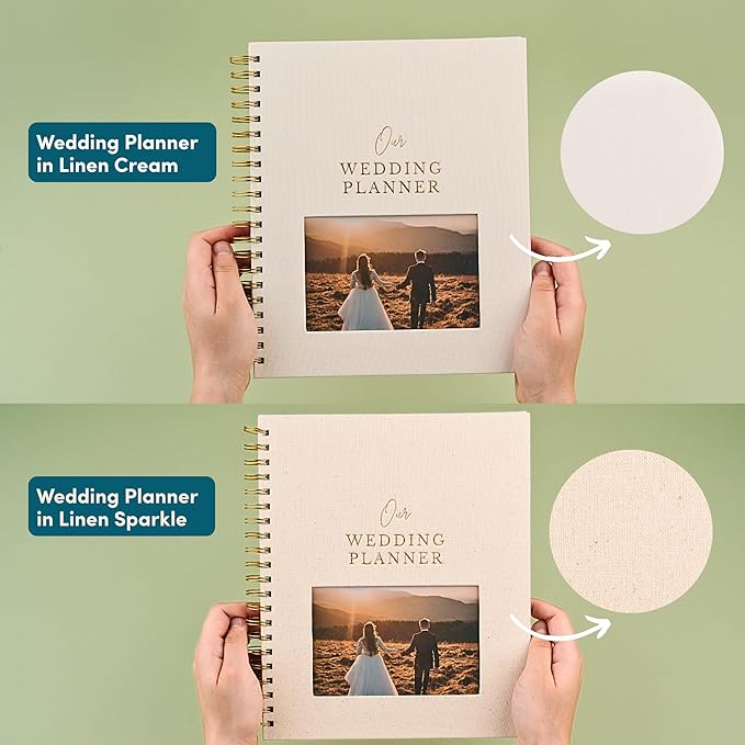 Timeless Premium Linen Wedding Planner Book and Organizer – Wedding Planning Book, Comprehensive Keepsake & Countdown Binder, Perfect Engagement Gift for Women, 11" x 9" (Cream)