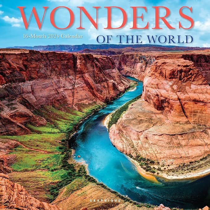 Graphique 2024 Wonders of the World Wall Calendar | 12” x 12” | Thick Paper | Home & Office Organizer | Large Monthly Grid | 3 Languages & Marked Holidays | 4 Month Preview Page for 2025