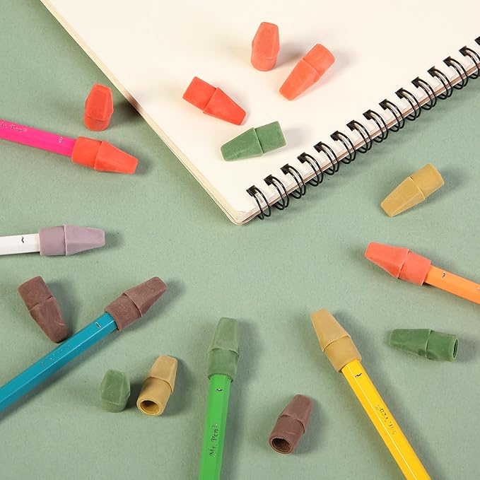 Mr. Pen- Pencil Erasers Toppers, 120 Pack, Colorful, Latex Free, No Smudge, Mr Pen Erasers for Pencils