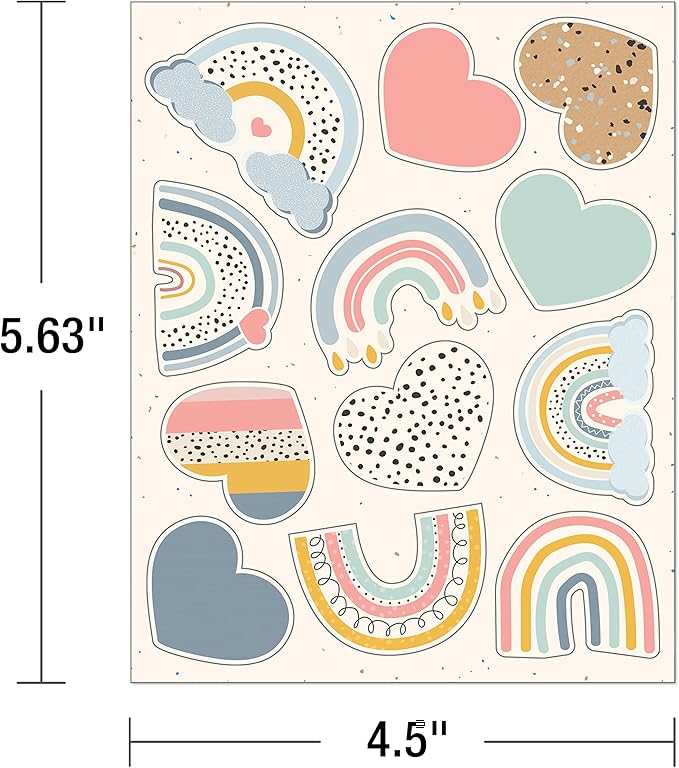 Carson Dellosa Education We Belong 72 Boho Stickers,6 Sheets of Heart & Rainbows for Crafts,Valentines Day Decorations,Scrapbooking,Teacher Planner,Reward Chart, School Supplies, Classroom Must Haves