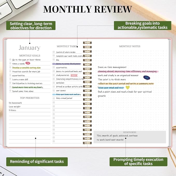 2026-2027 Monthly Planner - Jan.2026 - Dec. 2027, 2 Year Calendar 2026-2027 Monthly Planner, 7.5" x 10", 24 Months Calendar with Note Pages, Twin-wire Binding, for Office, School Home Planning - Pink