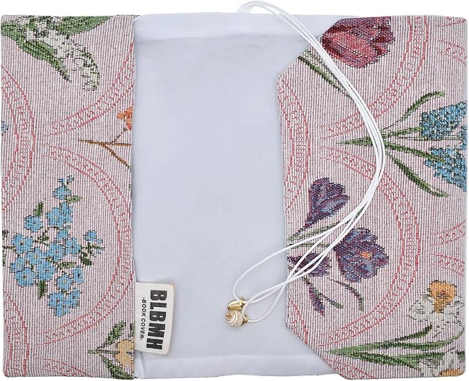 BLBMH 5x8 Book Cover | Handmade Non-Stretch Fabric Sleeve with Bookmark | for Paperback Bible Journal | Privacy Reading Gift for Women - WD Flower Pink