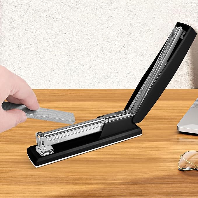 Stapler with 5000 Staples - Office Stapler, 25 Sheet Capacity, Staplers for Desk, Non-Slip, Black