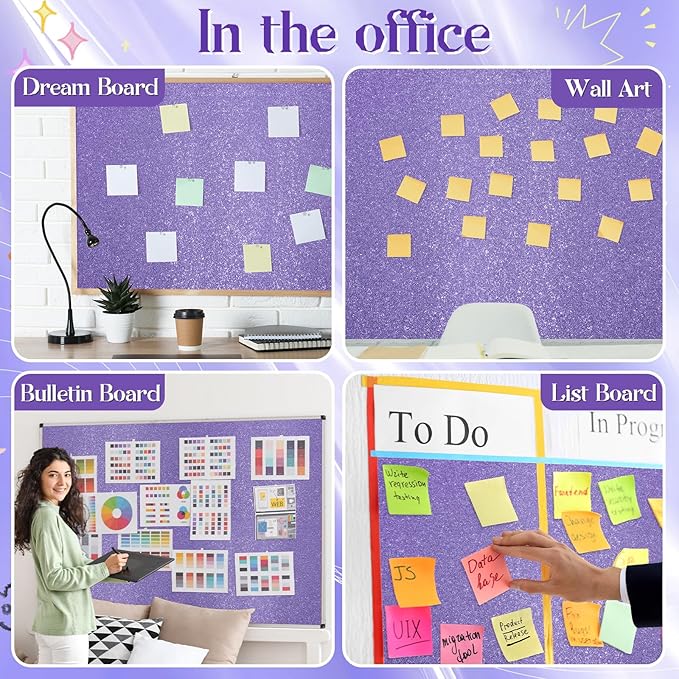 gisgfim 16" x20ft Glitter Bulletin Board Paper Roll Sparkle Color Bulletin Board Background Poster Paper Non Fading Gift Wrapping DIY Art Crafts for Office Classroom Decoration, Ultra Purple