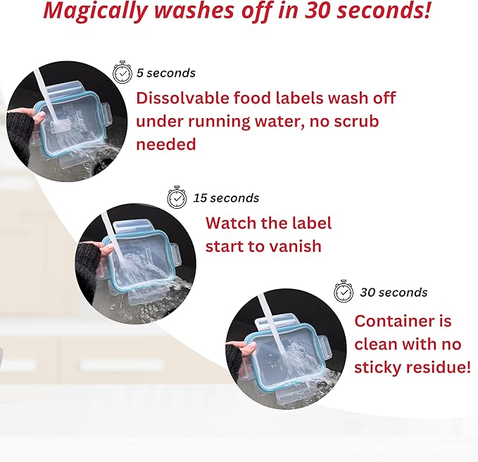 2x1 Dissolvable Food Labels, 500 Label Stickers, Bottle Labels for Storage Bins, Sticker Labels for Food containers, (500, Blank)
