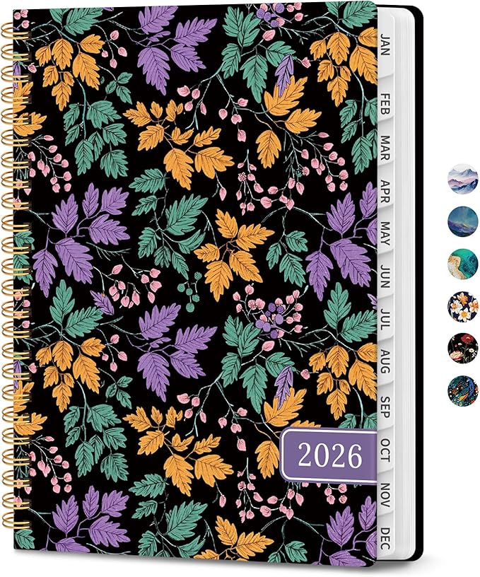 2026 Planner, Weekly and Monthly Calendar Planner for Women, Jan 2026 - Dec 2026, Hardcover Planning Agenda book with Tabs, Spiral Bound, Inner Pocket, Perfect for School Office Supplies, 6.3" x 8.5" - Fall Harmony