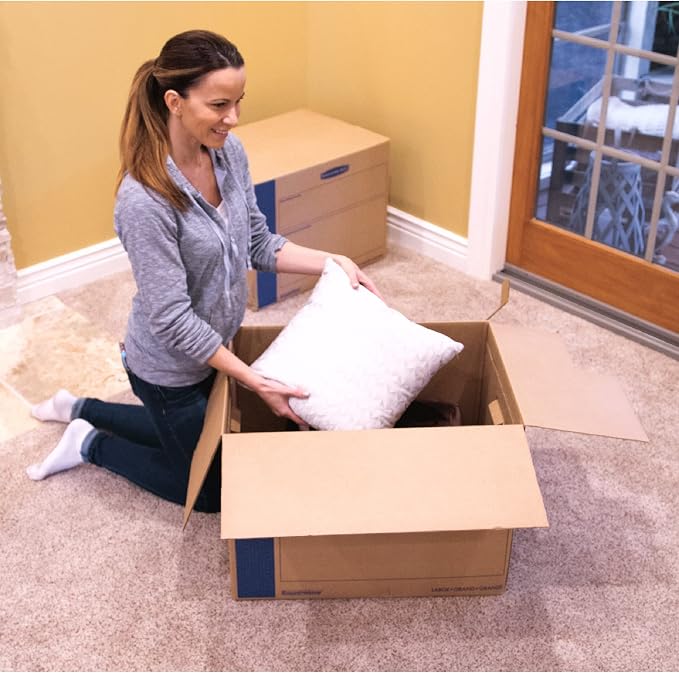 Bankers Box Large Prime Moving Box 6 Pack, Reinforced Handles, Tape-Free Assembly, Attached Lid, 18-in x 18-in x 24-in (0062904)