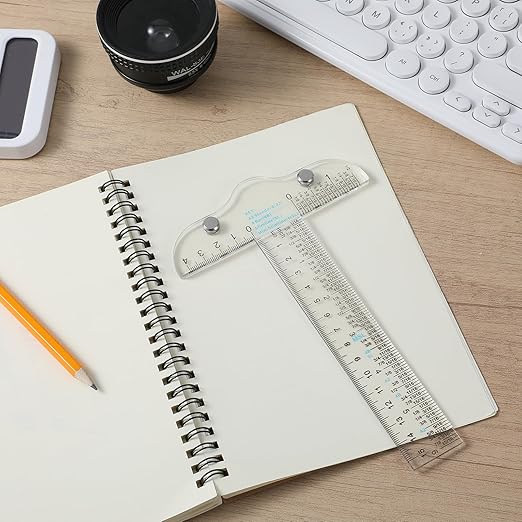 2Pcs 6Inch Plastic T Square Ruler Clear Acrylic T-Square Rulers Junior T-Squares Drafting Tools T Rulers Transparent Crafting and Drafting Graduated T-Ruler for Crafting Drafting