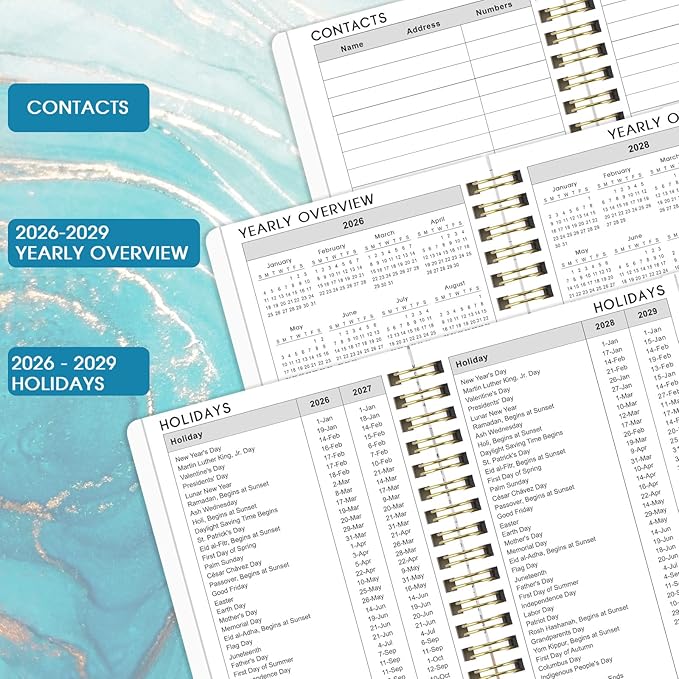2026-2029 Pocket Planner/Calendar - 3 Year Monthly Planner 2026-2029, Jul 2026 - Jun 2029, 6.3" × 3.8", 36 Monthly Tabs, 8 Note Page, Twin-wire Binding, Inner Pocket, Perfect Organizer for Purse