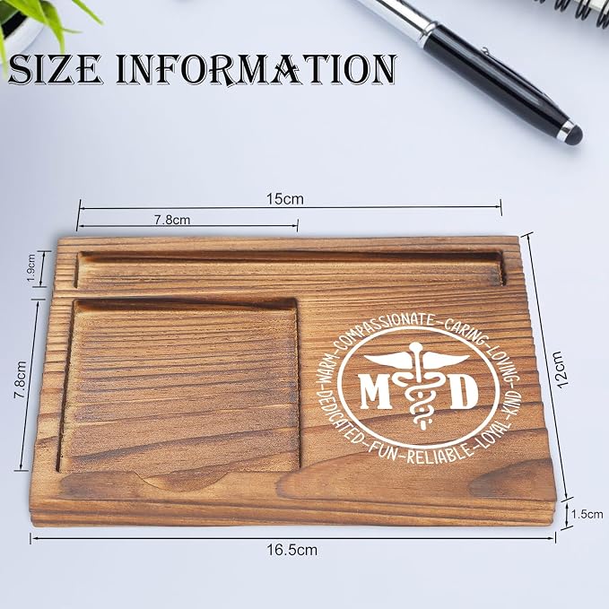 MD Sticky Note Holder, Appreciation Gifts for Doctors, Healthcare Workers, Medical Professionals, Personalized Graduation Retirement Desk Organizer EDP158