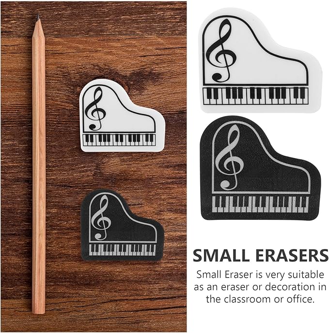 SEWACC Piano Shape Erasers 30 Pcs Small Portable TPR Erasers for Kids School Supplies Writing Correction Fun Stationery