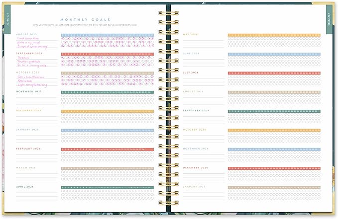 Orange Circle Studio 2026 Planner, Bella Flora, 11.1" x 9.6", Deluxe Extra Large Spiral, August 2025 to December 2026, Weekly & Monthly Notebook, For School or Work, Appointment & Budget & Goal Tracker