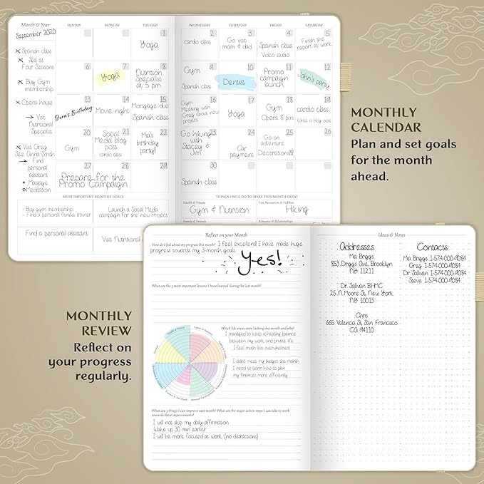 Legend Planner – Undated Weekly & Monthly Life Planner to Hit Your Goals & Live Happier, Organizer Notebook & Productivity Journal, A5 (Seashell, Gold)