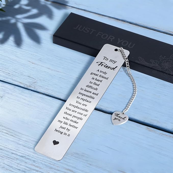 Best Friend Gifts for Women - Metal Sentimental Bookmark for Book Lovers, Friendship Gift & Long Distance Keepsake for Bestie, Birthday Christmas Book Club Present for BFF Reader
