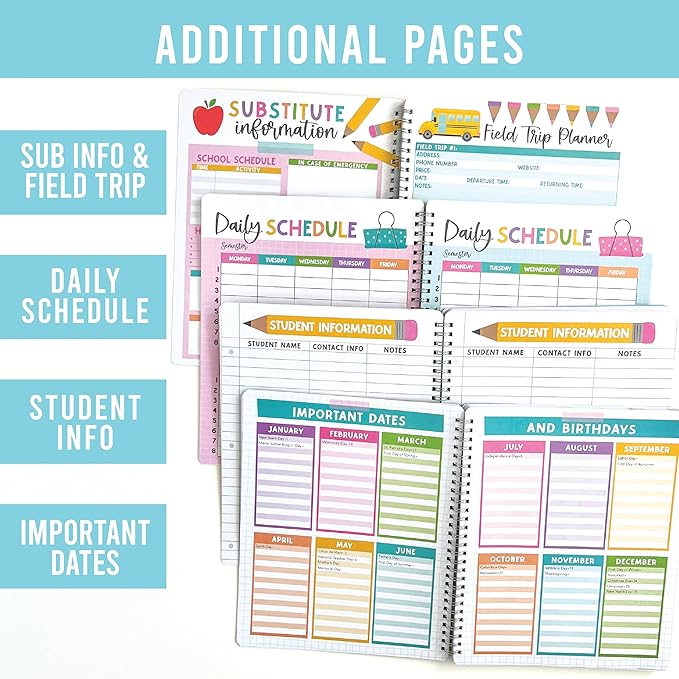 Hadley Designs Teacher Planner 2025-2026 – Lesson Planner Book for Teachers Must Haves, Undated Teacher Planners, Lesson Plan Notebook, Homeschooling Planners, Teachers Appreciation Gifts