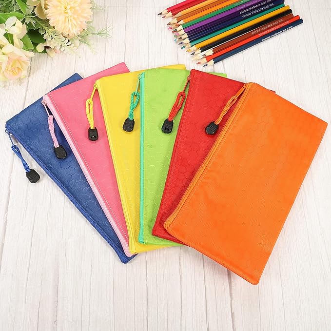 PATIKIL Waterproof Zipper Bags, 6 Pack A6 Pocket File Pouch Storage Accessory for Office Travel Supply, Multicolor