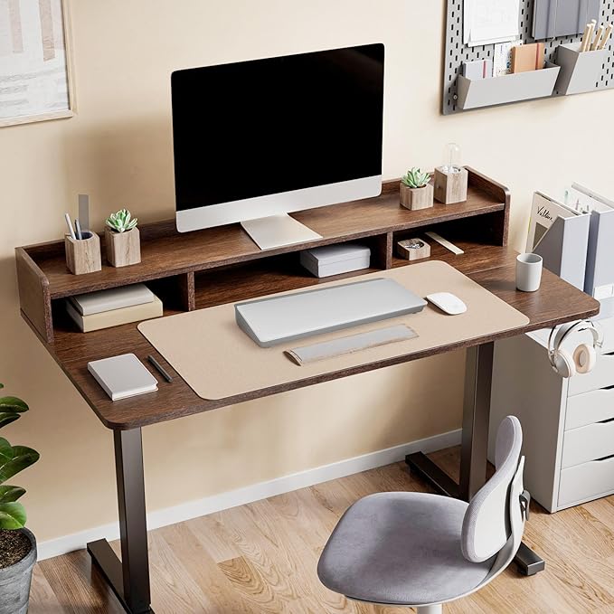 Desktop Whiteboard, Dry Erase Board Computer Keyboard Stand with Marker, Desk Organizers with Accessories for School, Home and Office Supplies (grey-white)