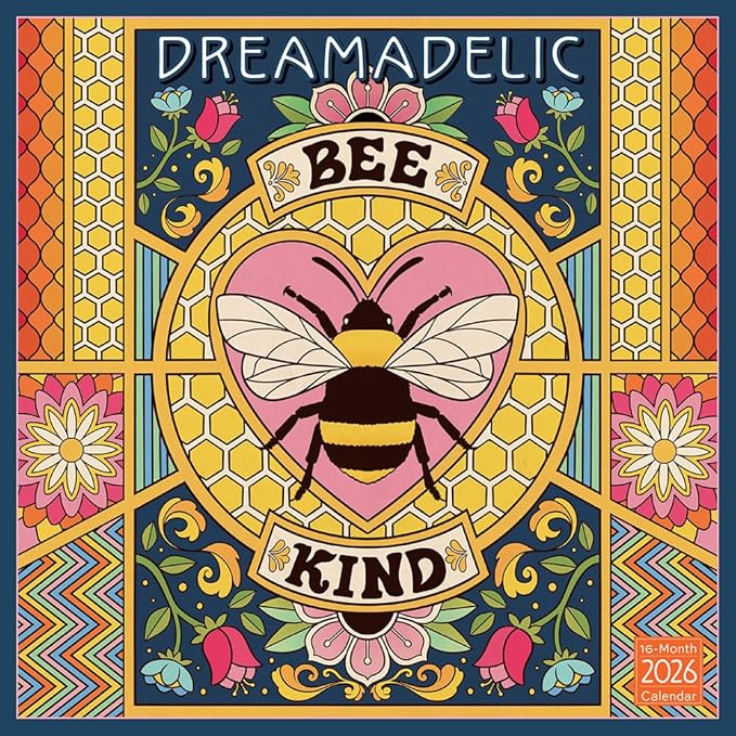 Dreamadelic 2026 Wall Calendar, 12-Month Psychedelic Pop Art & Retro Design Calendar, 12" x 12" with Large Grids, 2026 Wall Planner and Organizer with Trippy Art for Home and Office