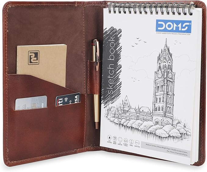 Leather Junior Padfolio 5x8 – Refillable Notepad Holder, Slim Business Portfolio Organizer, Compact Writing Pad Cover for Professionals, Men & Women (Wine)