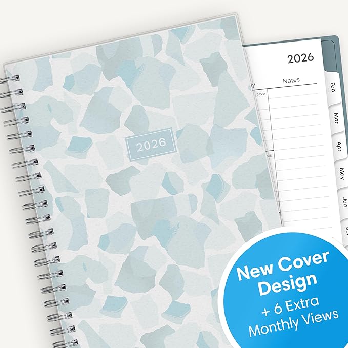 Blue Sky 2026 Weekly and Monthly Planner Calendar, January 2026 - December 2026, 5" x 8", Flexible Frosted Cover, Laminated Tabs, Durable Twin Wire Binding, Amitza