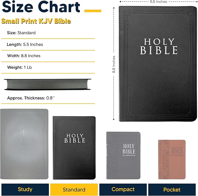 Faux Leather Custom KJV Holy Bible Personalized with Name | Small Text | King James Version Gift and Award Bible for Religious Occasions, Black