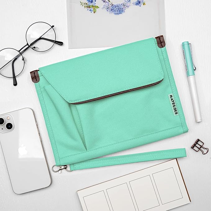 A5 Conference Folder Business Organiser Bag Notepad Carrying Case Document Case A5 Portfolio Organiser Portfolio Binder with Zip (Mint Green)
